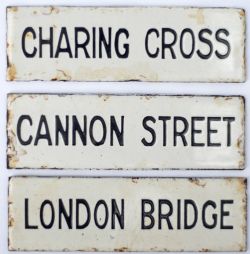 Southern Railway enamel Cronin platform indicator signs x 3 CHARING CROSS, CANNON STREET and