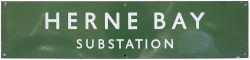 BR(S) enamel railway sign HERNE BAY SUBSTATION. In excellent condition. Measures 26in x 6in.