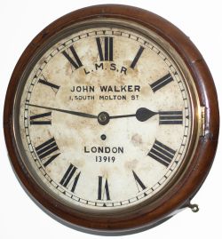 London & North Western Railway 12 inch dial mahogany cased railway clock with a spun brass bezel