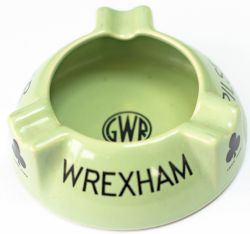 GWR china Ashtray marked with the GWR roundel in the centre and WREXHAM PILSENER LAGER. Base is