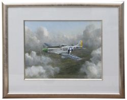 Original oil painting of North American P51D Mustang 413762 Moose Nose CVD as flown by Captain