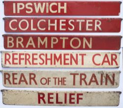 Six LNER Liverpool Street Station painted steel indicator boards with the following locations;