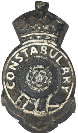 Derbyshire County Constabulary cast iron police station sign dating from Queen Victoria's reign with