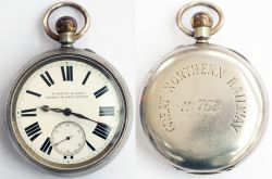 Great Northern Railway Guards watch No 753. In a nickel case with a brass English lever movement