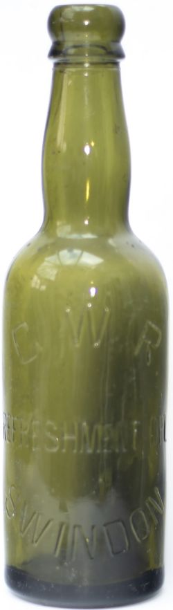 GWR Refreshment Department Swindon Green glass Beer Bottle, stands 9 inches tall and is very good