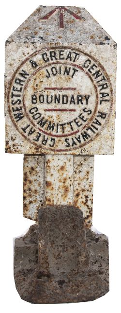 Great Western and Great Central Railways Joint Committees cast iron boundary post. Has been