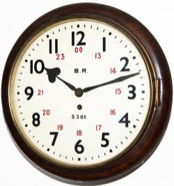 Great Eastern Railway 12 inch teak cased English fusee railway clock supplied to the railway circa