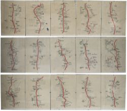 A complete set of 26 framed and glazed ORIGINAL ARTWORKS for the map/ diagrams and points of