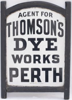 Advertising enamel sign AGENT FOR THOMSON'S DYE WORKS PERTH. In very good condition, in original