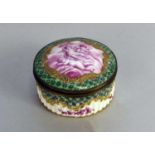 A French porcelain patch boxlate 19th centuryof circular form with vertical fluting to the base,