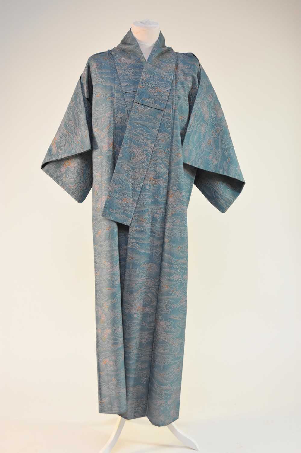 Two Japanese silk kimono and associated accessories