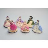 A set of six Coalport miniature 'Fairest Flowers' ladies