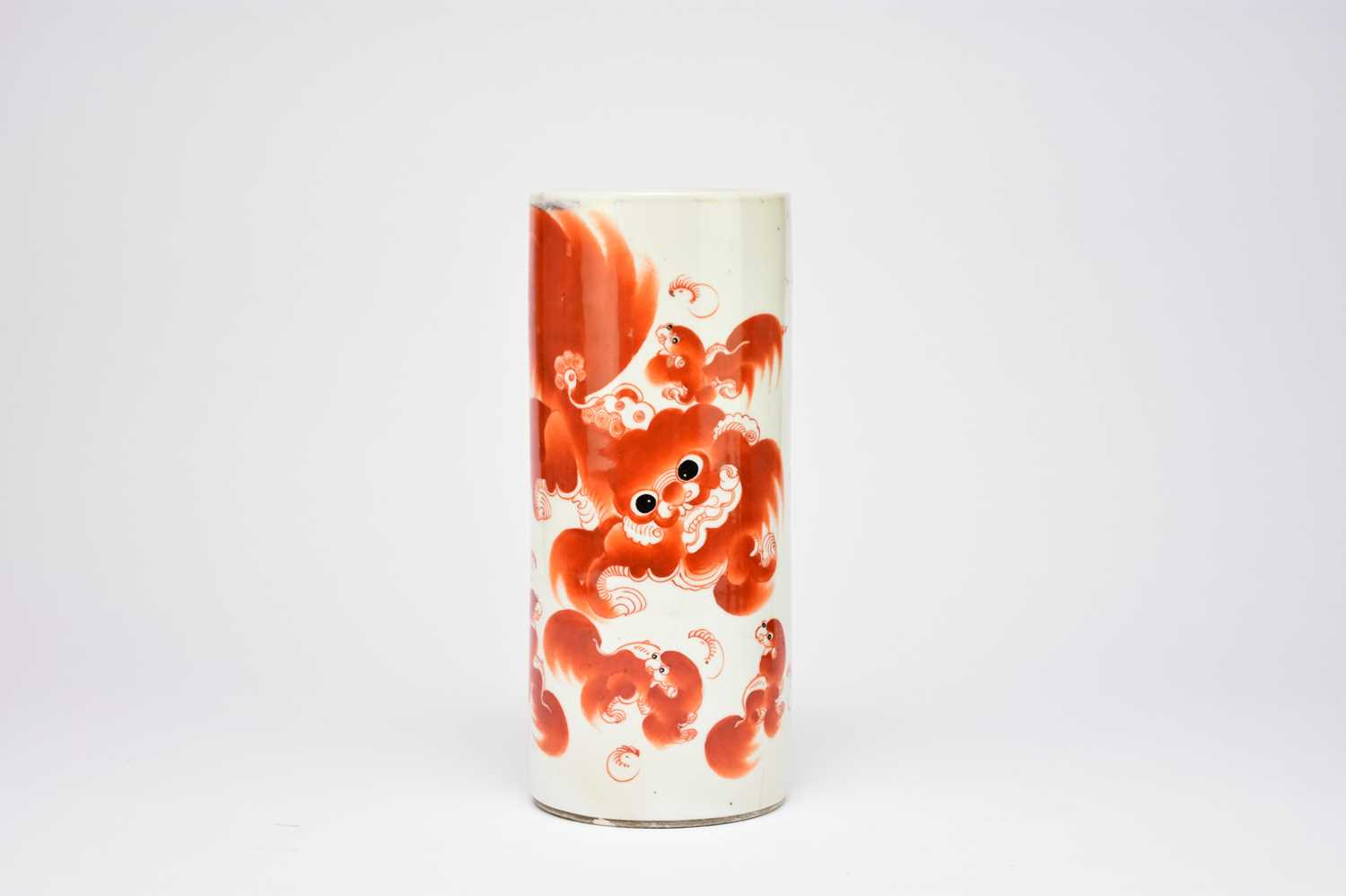 A Chinese iron red decorated sleeve vase