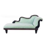 A late Victorian mahogany upholstered chaise longue