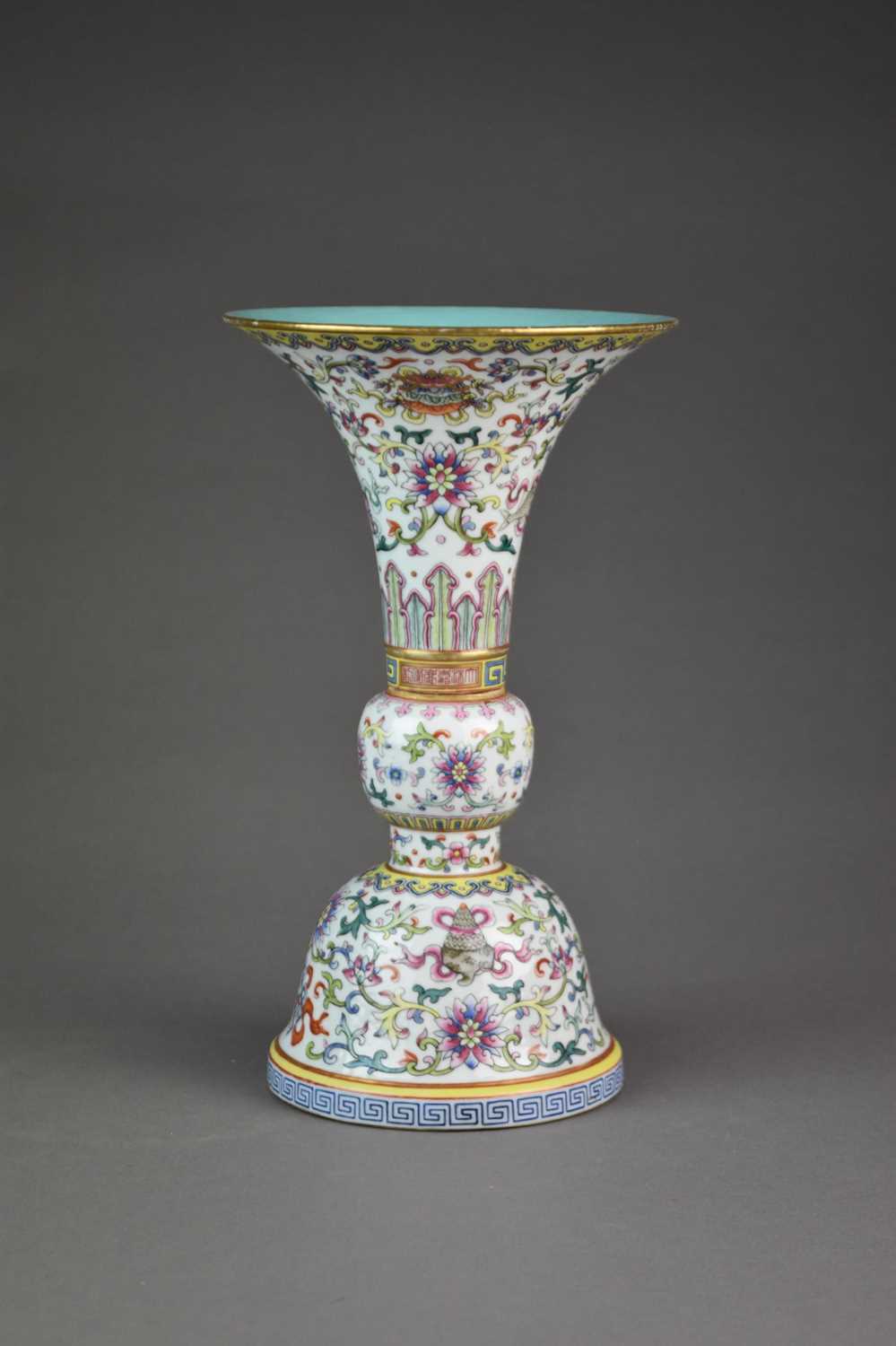 A Chinese famile rose Gu vase, Jiaqiing mark