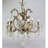 A Venetian style six-light glass chandelier