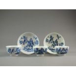 Caughley, Coalport and Worcester 'Birds in Branches' tea bowls and two saucers