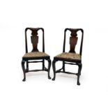 A pair of Queen Anne period oak dining chairs