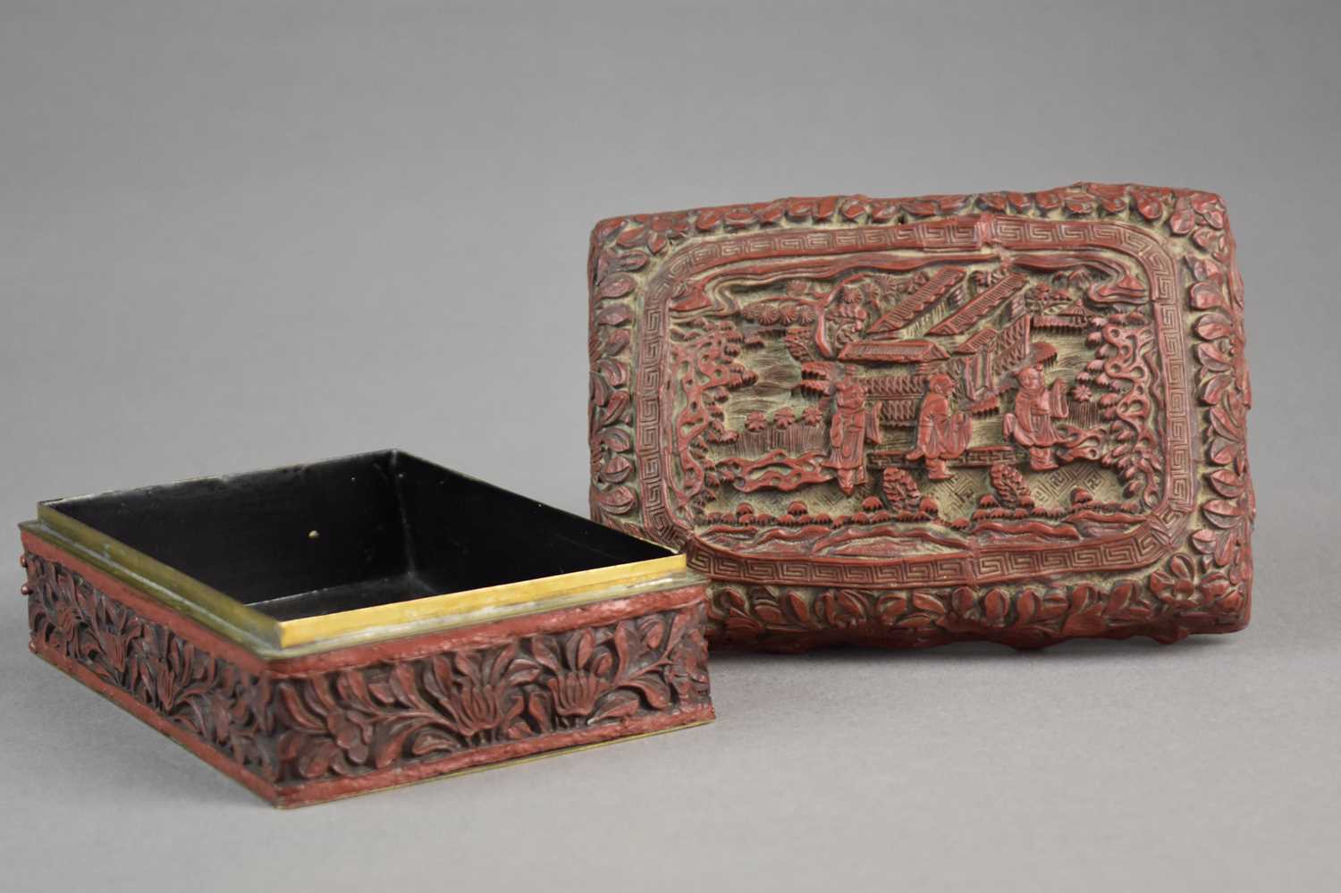 A Chinese cinnabar lacquer box and cover, Republic period - Image 2 of 4