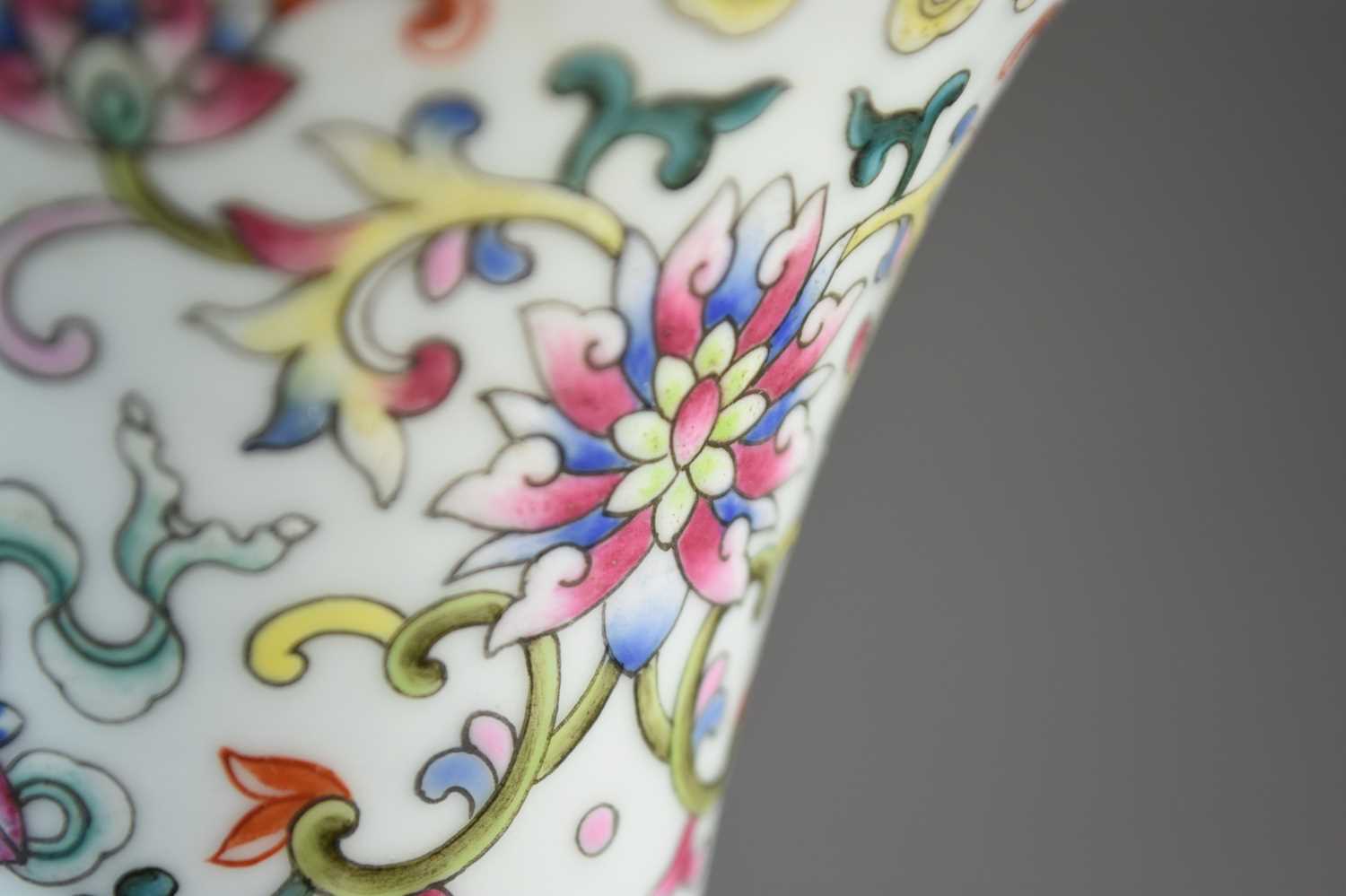 A Chinese famile rose Gu vase, Jiaqiing mark - Image 7 of 14