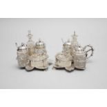 A pair of silver plated novelty condiment sets