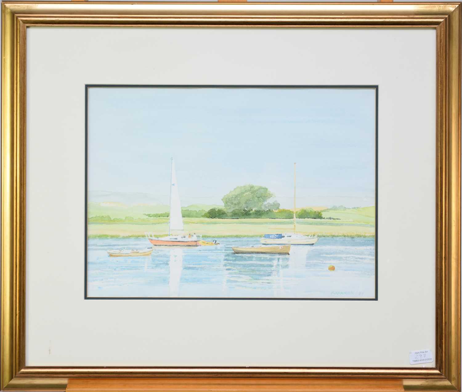 Bernard Kramer (British 20th Century) Pair of watercolours of Sailboats on the River Exe - Image 3 of 4