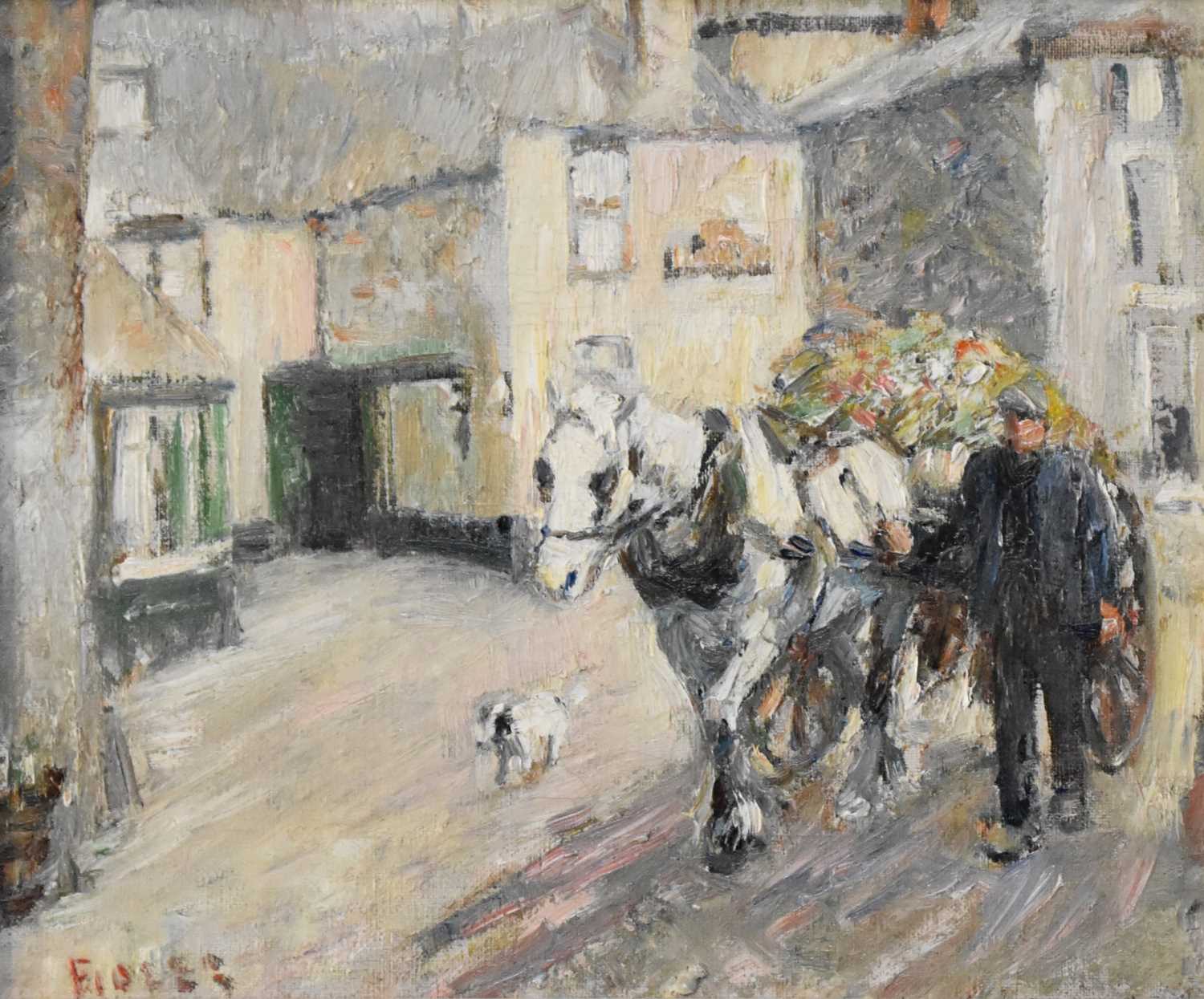 Harry Fidler RBA ROI (British, 1856-1935), Farmer with Horse and Loaded Cart - Image 2 of 2