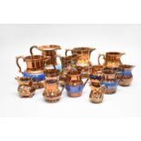 Group of copper lustre jugs