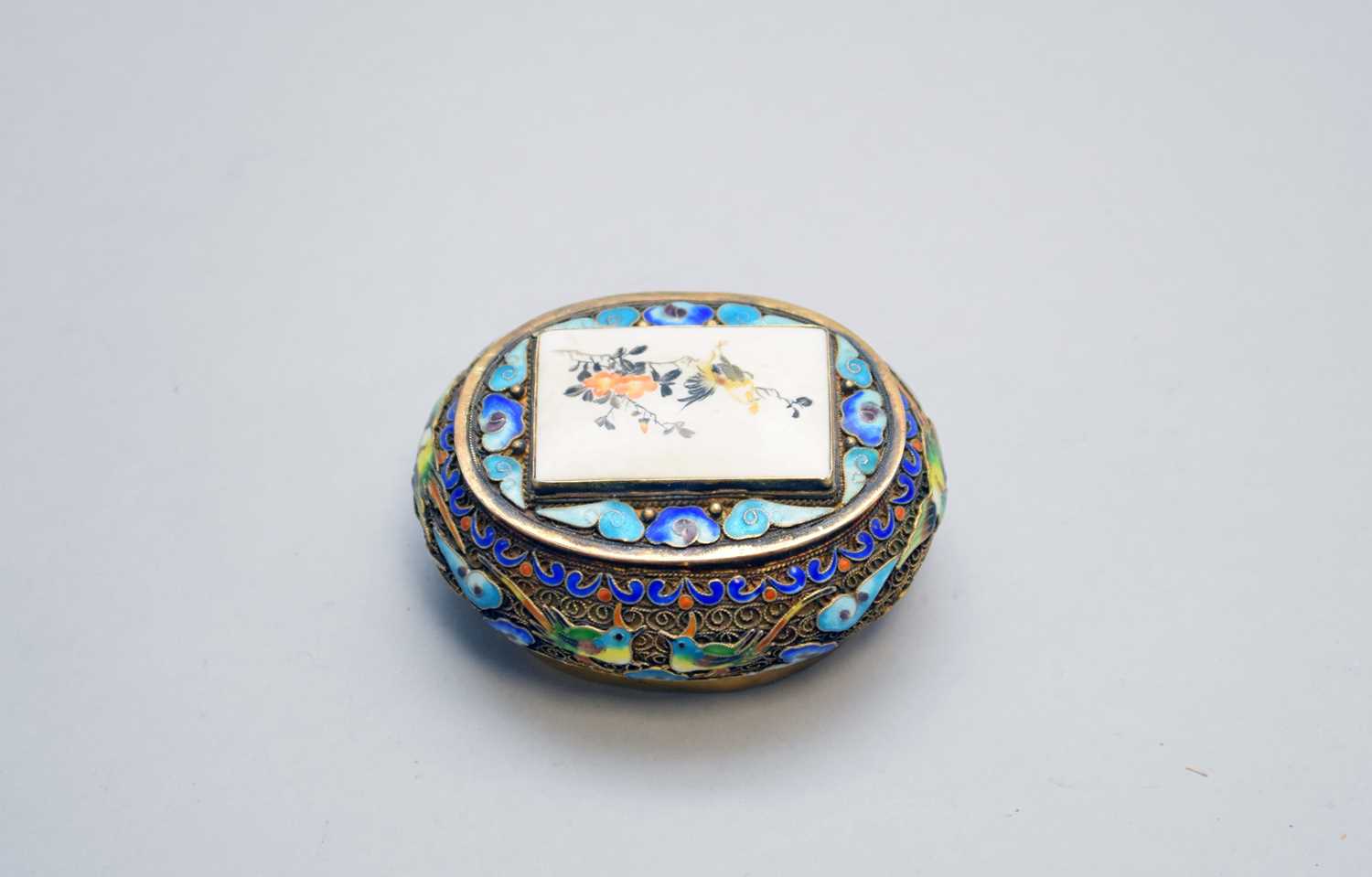 A Chinese enamel, gilt and inlaid box and cover, circa 1900