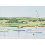 Bernard Kramer (British 20th Century) Pair of watercolours of Sailboats on the River Exe