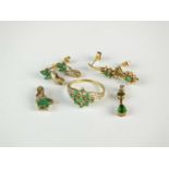 A collection of emerald and diamond set jewellery
