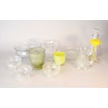 A group of assorted cut and moulded glass and Georges De Feure glass vase