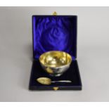 A cased Victorian silver and gilt Christening bowl