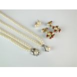 A collection of cultured pearl jewellery