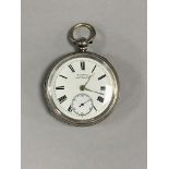 A late Victorian silver cased open face pocket watch