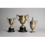 Three silver trophy cups