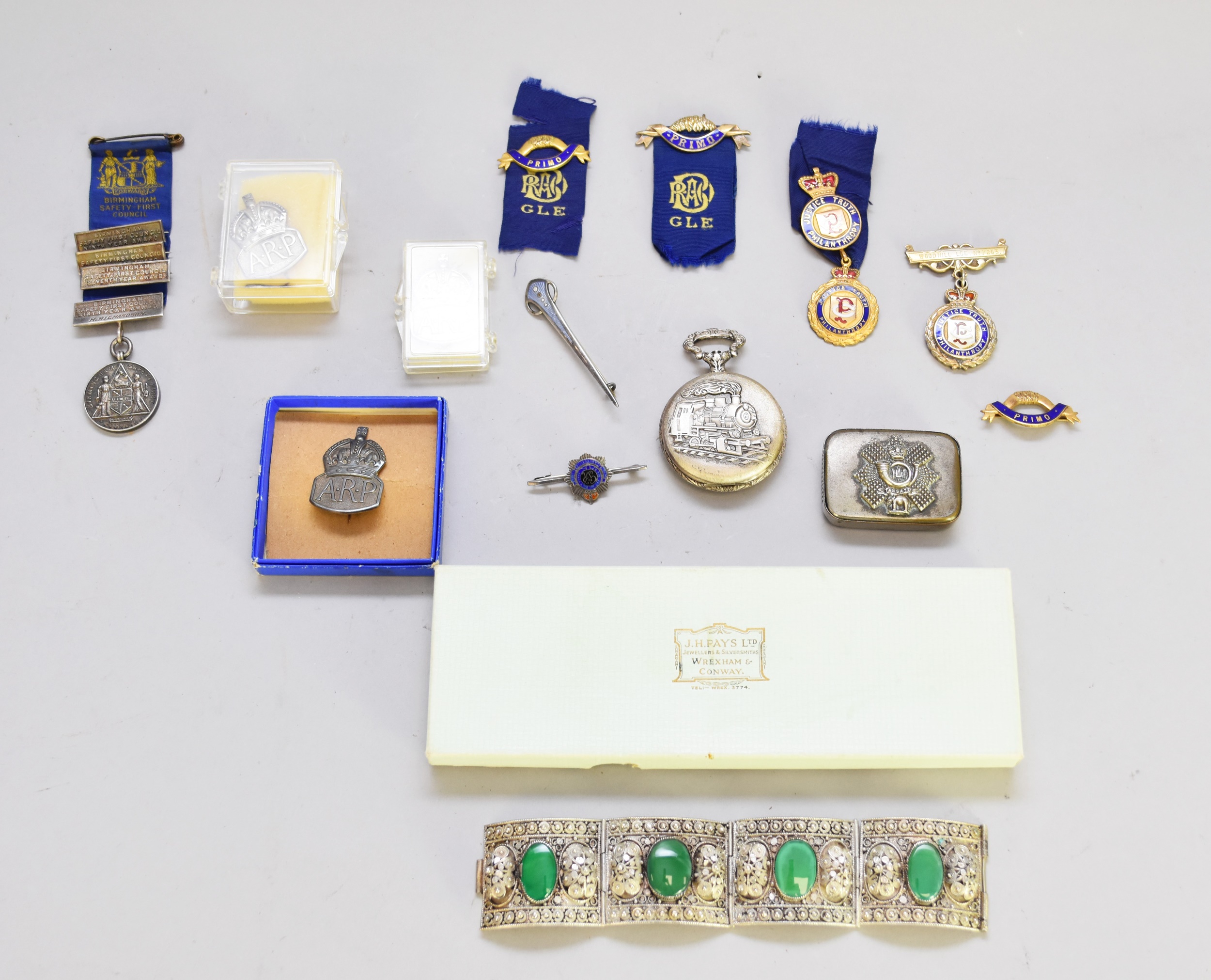 A small collection of costume jewellery and medals