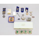 A small collection of costume jewellery and medals