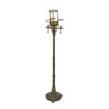 A brass Secessionist style three-branch standard lamp