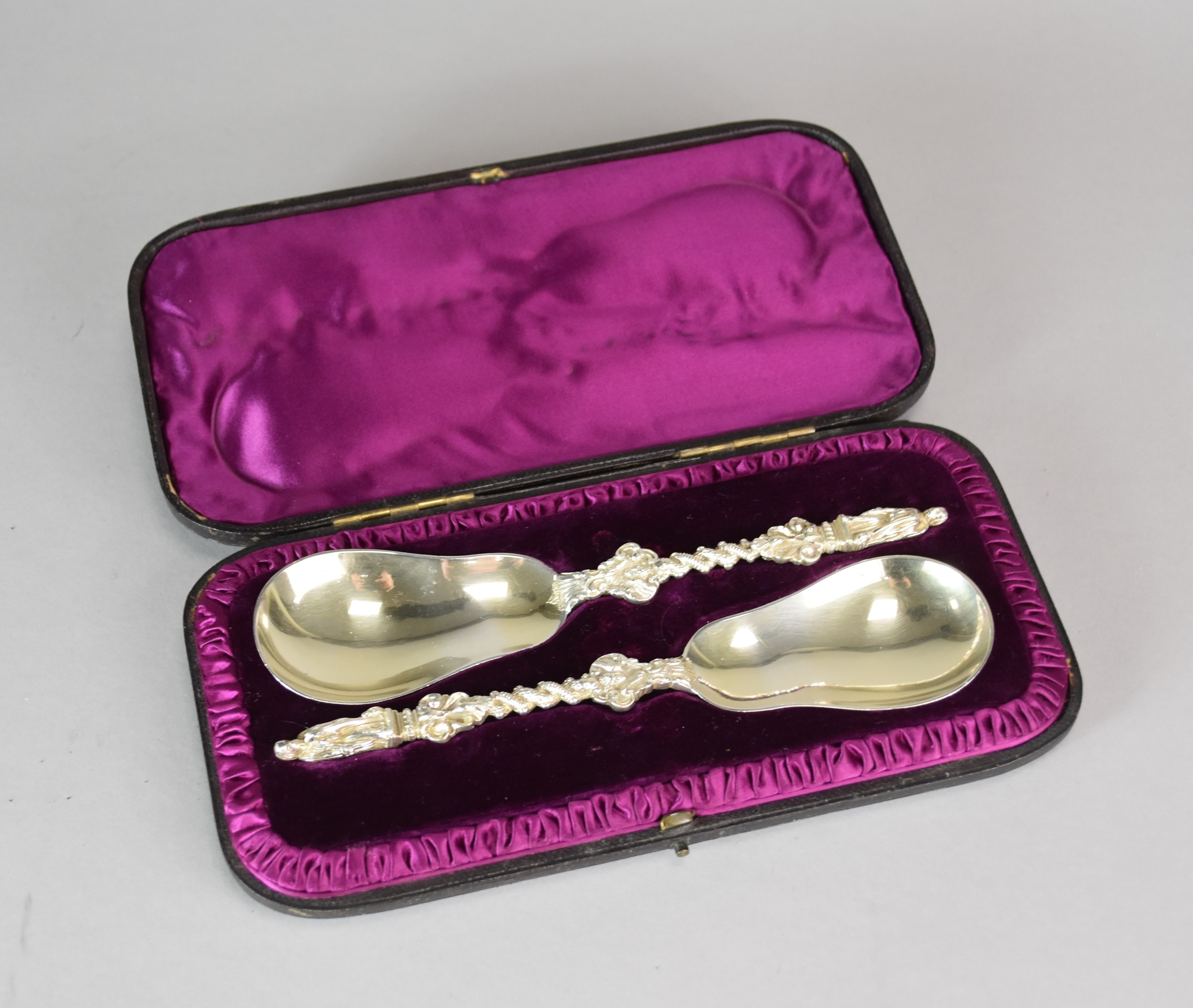 A pair of Victorian cased apostle spoons