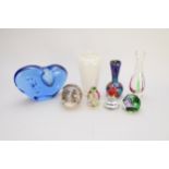 Skrdlovice heart-shaped vase, John Ditchfield vase and other glass