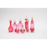 Cranberry and ruby glass scent bottles