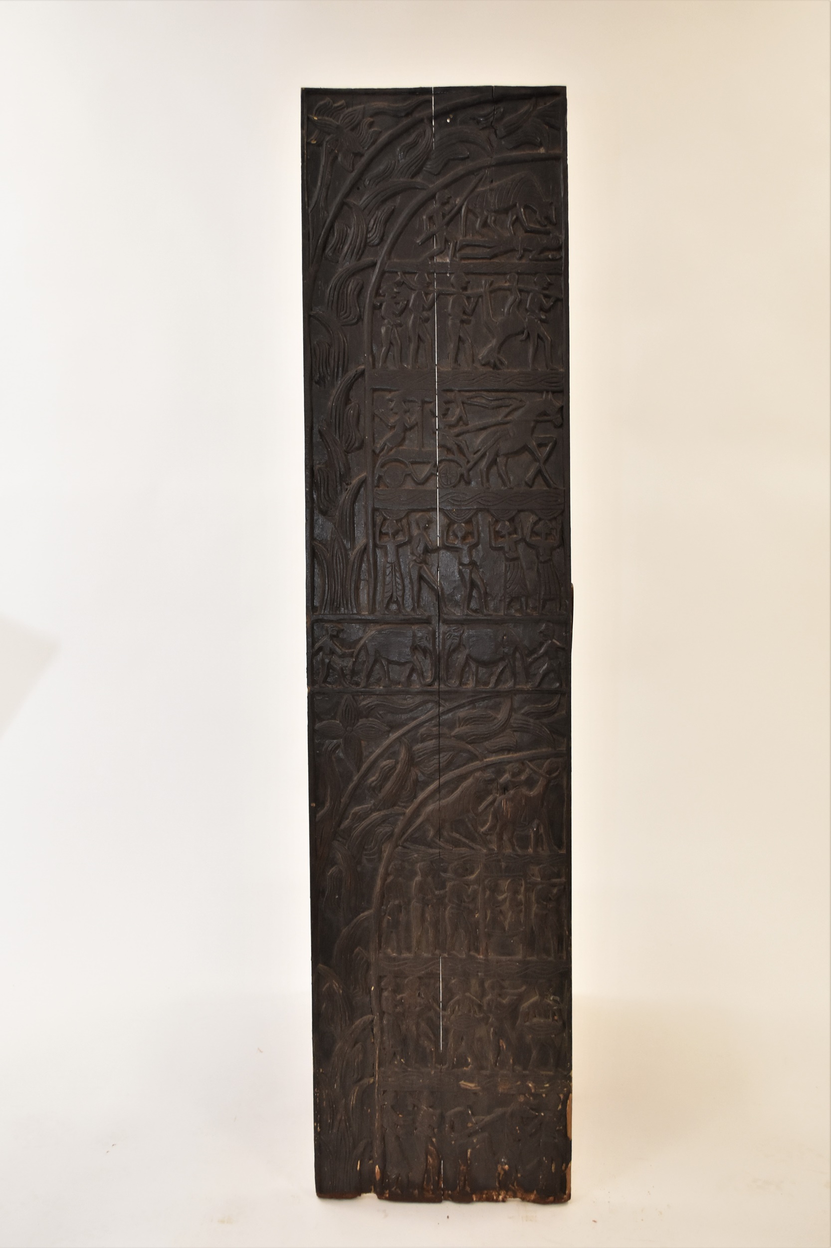 A pair of South West Asian carved wood panels