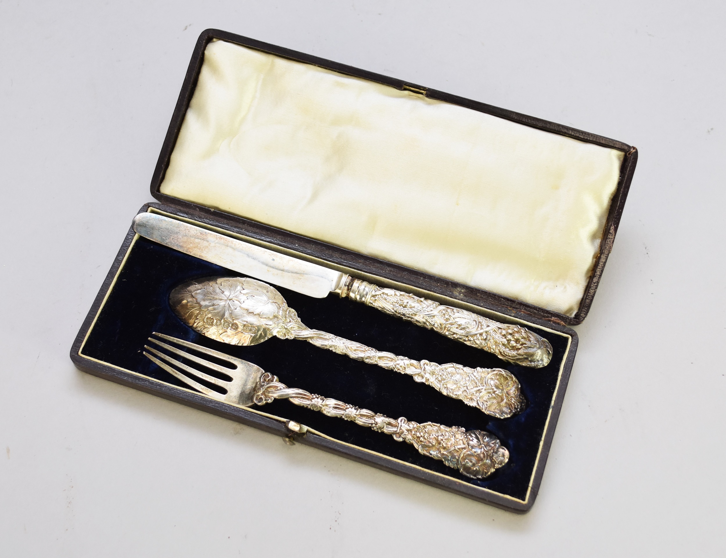 A William IV three piece silver Christening set