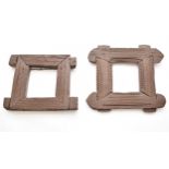 Two small Tibetan carved wood window frames