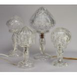 Four various cut glass table lamps, 20th century