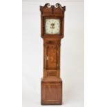 A George III cross-banded oak painted dial longcase clock