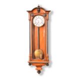 A late 19th century Austrian, walnut, weight-driven, wall timepiece