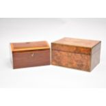 A Victorian walnut travelling dressing case and a rosewood work box