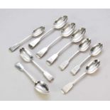 A collection of Fiddle pattern silver spoons